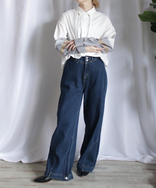  デニムワイドパンツ J3030 BITTOKO（ビットコ） ワイドパンツ ジーンズ デニム デニムパンツ 裾