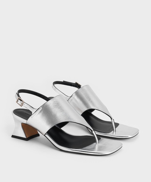 Charles&Keith☆チューブラーヒール トングサンダル CHARLES & KEITH チューブラーヒール トングサンダル （Pink