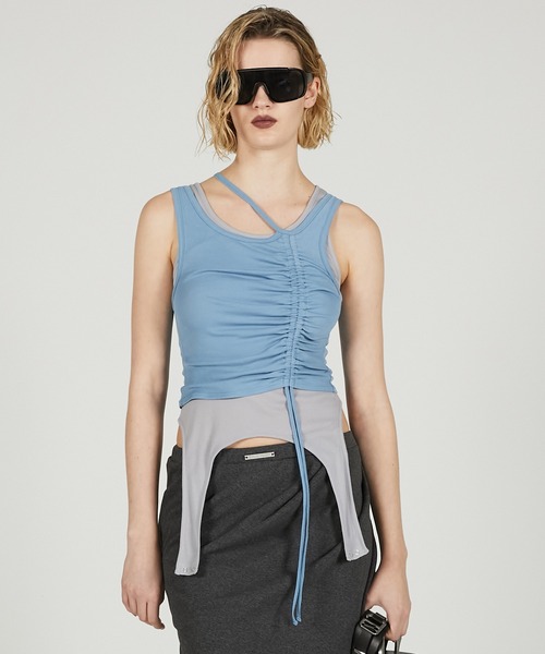 タンクトップ ノースリーブ 2ネックレイヤードタンク / 2 Neck Layered Tank レディース