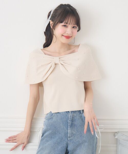 MIPO出品 Emsexcite ニット セーター フロントアシメリボンNTPO