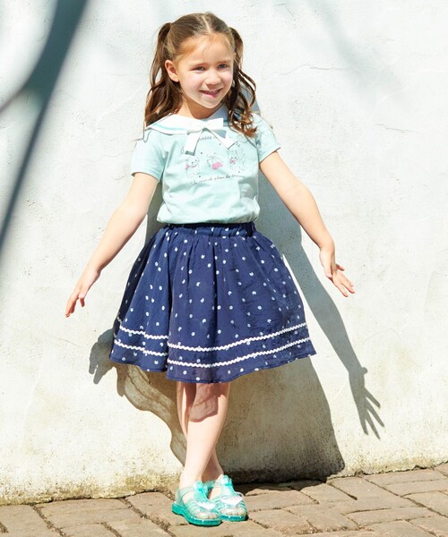 any FAM スカート ネコ×ドット キッズ 子供服 女の子 : ZOZOTOWN