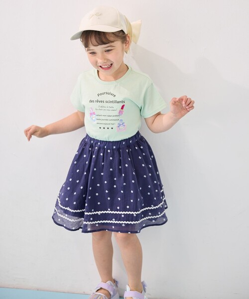 any FAM スカート ネコ×ドット キッズ 子供服 女の子 : ZOZOTOWN