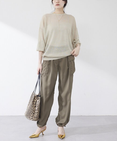 whimgazette麻ニット Whim Gazette ニット セーター シアーリネンニットプルオーバー