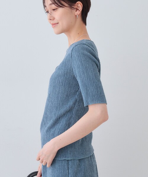 tシャツ 春SALE！「日本製／SETUP可能」ブークレーカットソー レディース INDIVI tシャツ 春SALE！「日本製／SETUP可能」ブークレー