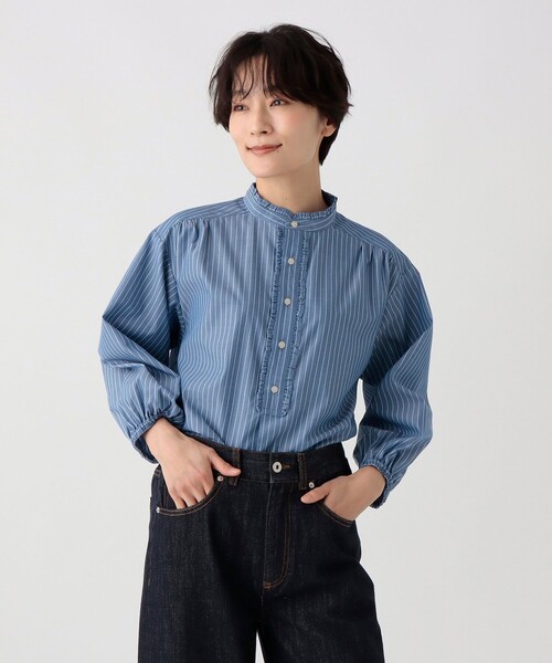 ブラウス シャツ バンセルクールストライプ裾フレアブラウス レディース Afternoon Tea LIVING｜バンセルクールストライプ裾フレア