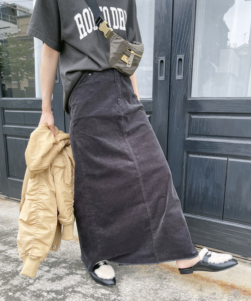 ロングスカート　36 ランダムギャザーデザインスカート（膝丈/ミディ丈スカート