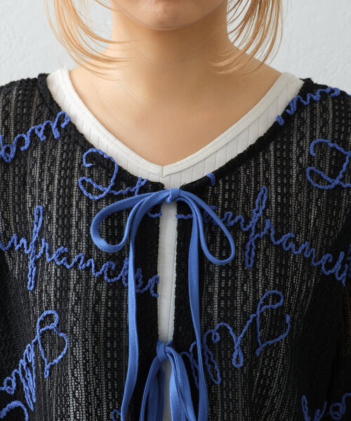 tシャツ 「HELLO.SANFRANCISCO」２WAYロゴコード刺繍ボレロ レディース HELLO.SANFRANCISCO】2WAYロゴコード刺繍ボレロ（Tシャツ