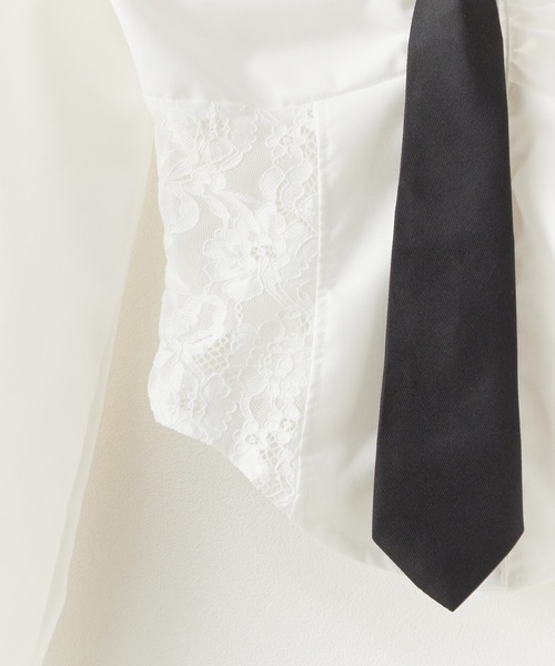 ブラウス シャツ 「2-piece 」Necktie Lace Shirt/2点セット ネクタイ付きレースシャツ レディース AO2 ブラウス シャツ 「2-piece 」Necktie Lace Shirt/2点セット