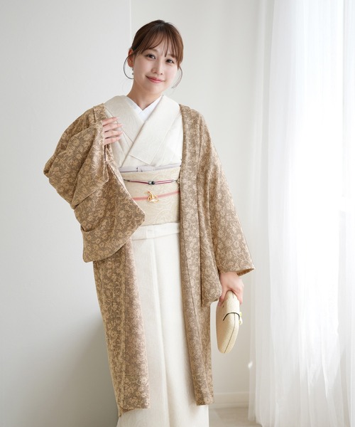 utatane 着物 羽織 レース ニコアンティーク モザイクフラワー チョコ