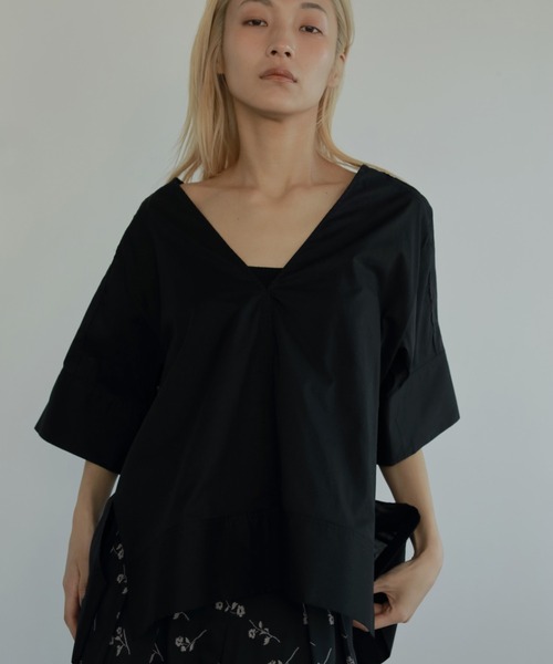 anuke ブラウス シャツ Vneck Gather Blouse レディース