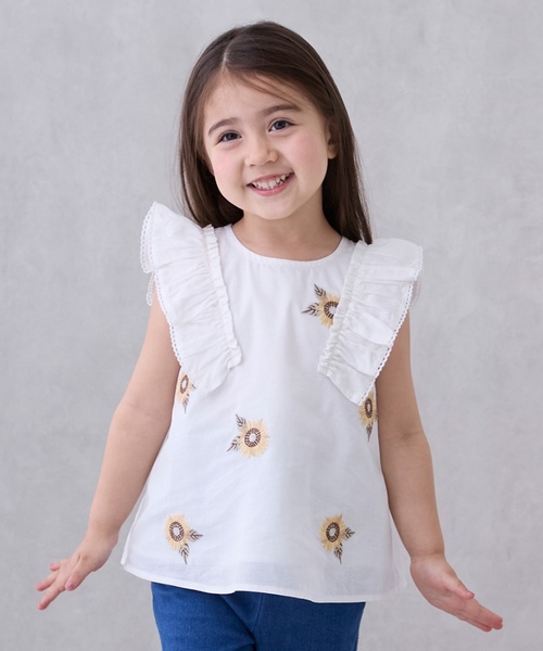 petit main チュニック ひまわり刺しゅうチュニック キッズ 子供