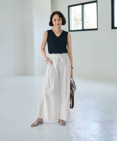 ニット セーター 薄手なとろみシャリ感Vネックトップス レディース STYLE DELI ニット セーター 薄手なとろみシャリ感Vネック