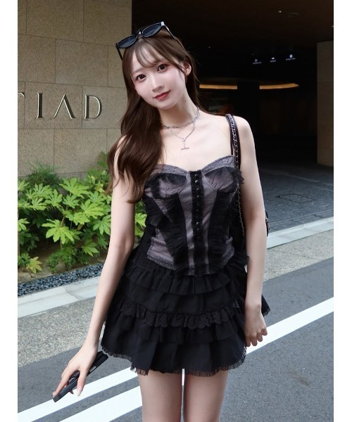 darich ミックスフリルミニスカート ダーリッチ Darich ミックスフリルミニスカート （ブラック