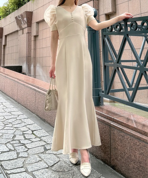 「JUNOAH」 半袖ワンピース SMALL アイボリー レディース_画像7