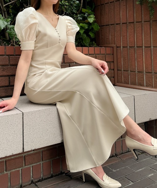 「JUNOAH」 半袖ワンピース SMALL アイボリー レディース_画像8