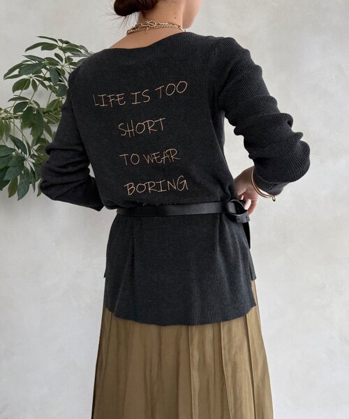 ニット セーター 「WEB限定」バックロゴ刺繍ヘンリーリブニット レディース