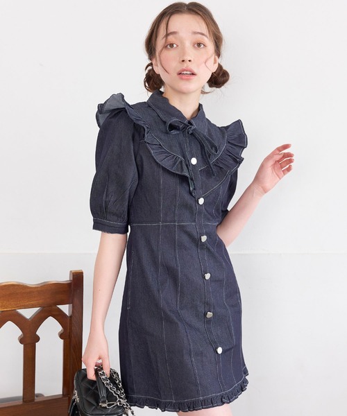 TITTY＆CO. 「TITTY&CO.」 シャツワンピース MEDIUM インディゴ