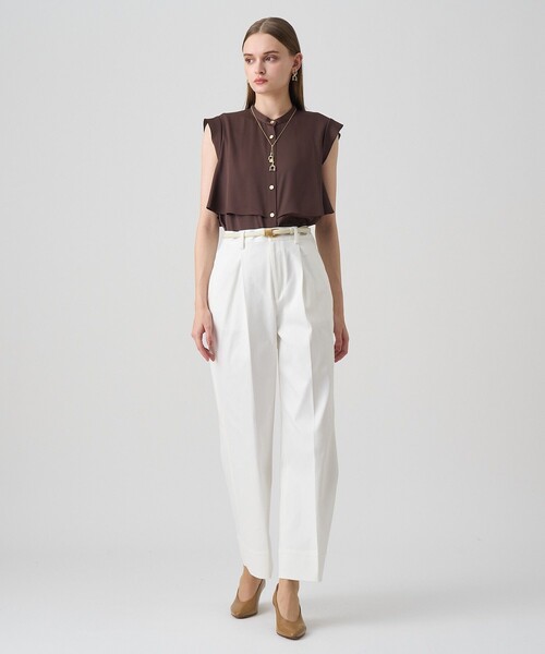 ANAYI（アナイ） ブラウス シャツ バックサテンノースリーブブラウス