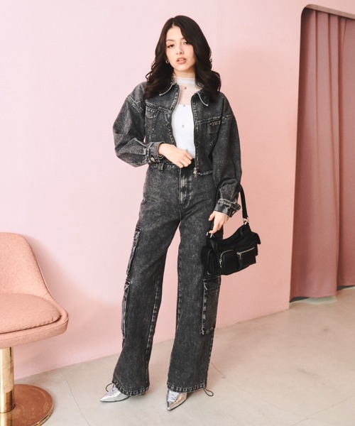 「JUST A NOON」 加工デニムパンツ SMALL ブラウン レディース