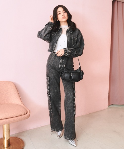 「JUST A NOON」 加工デニムパンツ SMALL ブラウン レディース