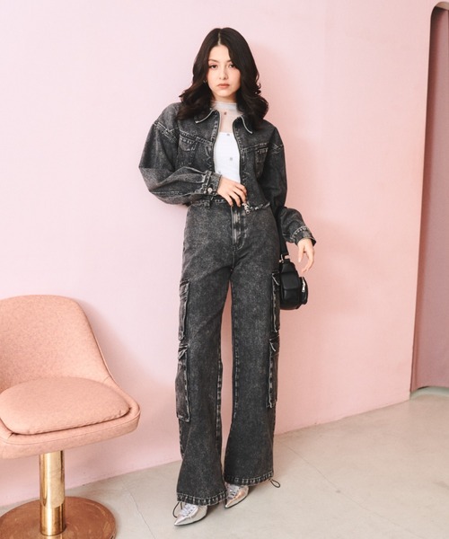 「JUST A NOON」 加工デニムパンツ SMALL ブラウン レディース
