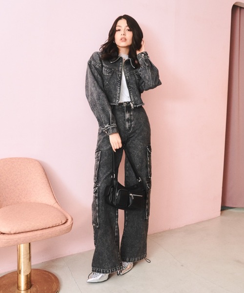 「JUST A NOON」 加工デニムパンツ SMALL ブラウン レディース
