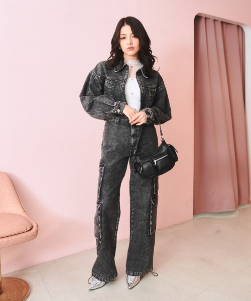「JUST A NOON」 加工デニムパンツ SMALL ブラウン レディース