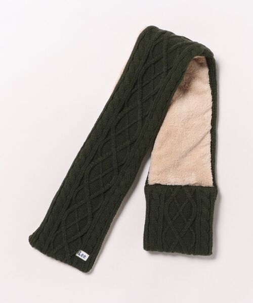 ラスト1点♡新品✨ケーブルニット マフラー / オリーブ Lee（リー） マフラー ストール ケーブルニットマフラー 裏側ファーで