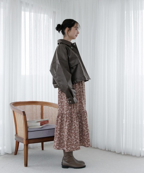 flower ブルゾン アウター 2wayショートブルゾン レディース