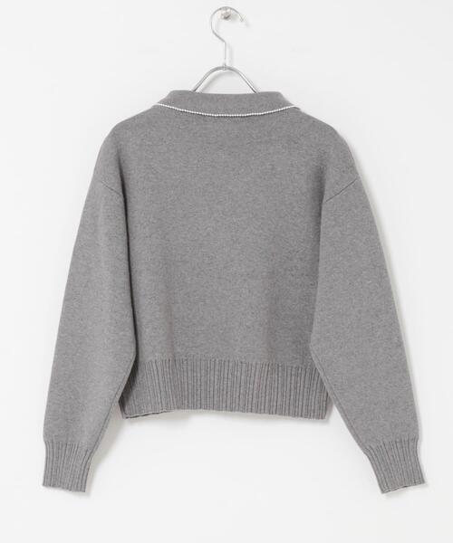 ニット セーター F by ROSSO コットンカシミヤ衿パールニット