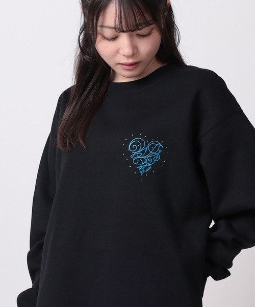 トレーナー スウェット 「82」ラインストーン ハート刺繍 裏起毛