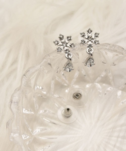 VIBGYOR Women ピアス 「float」ビジュー スノーフレーク シルバー
