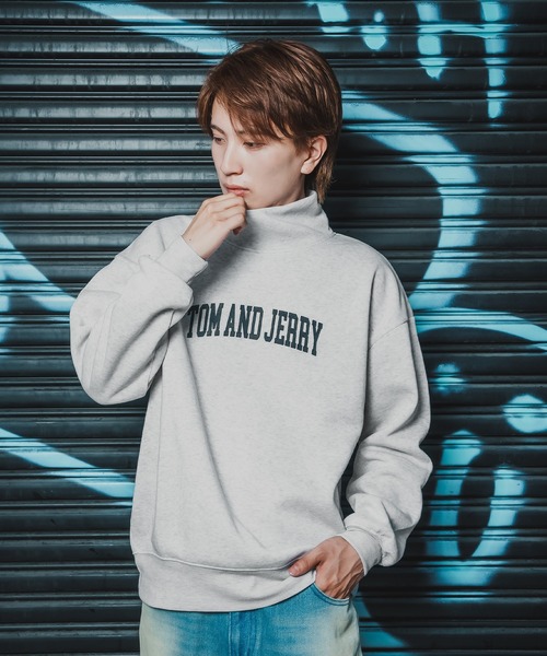 トレーナー スウェット 「TOM＆JERRY」プリント 裏起毛 ハイネック