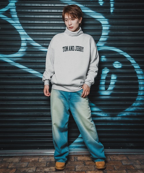 トレーナー スウェット 「TOM＆JERRY」プリント 裏起毛 ハイネック