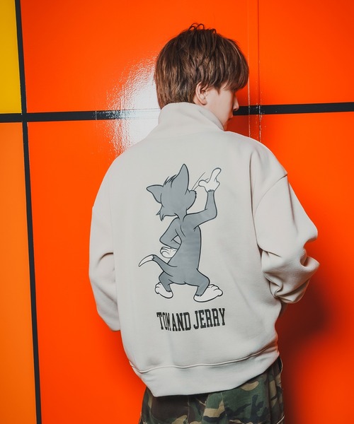 トレーナー スウェット 「TOM＆JERRY」プリント 裏起毛 ハイネック