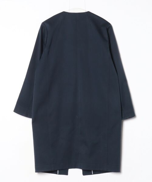 「DES PRES」 ノーカラーコート 36 ネイビー レディース_画像2