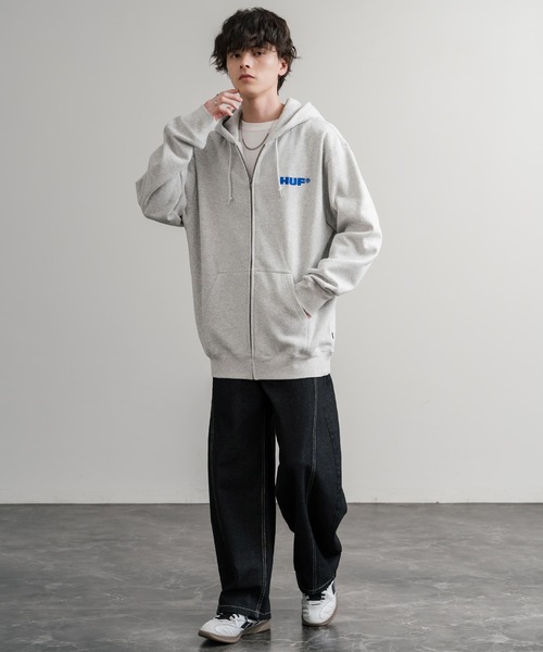 HUF（ハフ） パーカー ALL CAPS F/Z HOODIE オーバーサイズ裏起毛ワン
