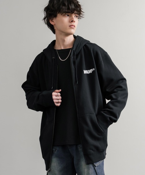 HUF（ハフ） パーカー ALL CAPS F/Z HOODIE オーバーサイズ裏起毛ワン