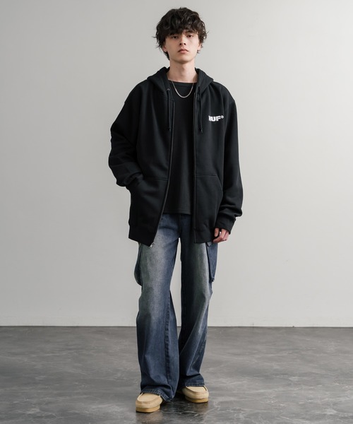 HUF（ハフ） パーカー ALL CAPS F/Z HOODIE オーバーサイズ裏起毛ワン