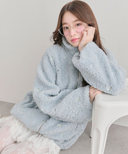 OLIVE des OLIVE（オリーブデオリーブ） ブルゾン アウター 花刺繍ボア