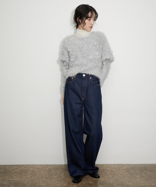 「ADAM ET ROPE'」 長袖ニット FREE ブルー レディース_画像6