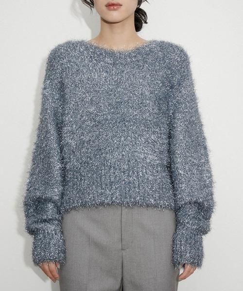 「ADAM ET ROPE'」 長袖ニット FREE ブルー レディース_画像9