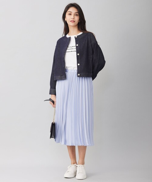 自由区（ジユウク） プリーツスカート 40 ネイビー レディース