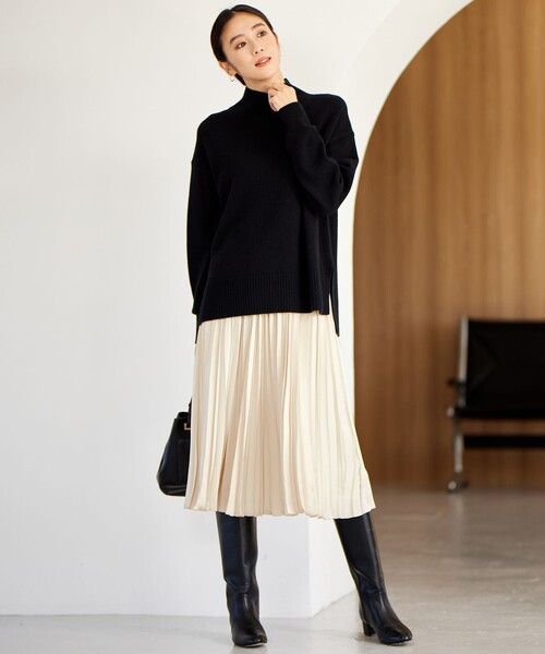 自由区（ジユウク） プリーツスカート 40 ネイビー レディース