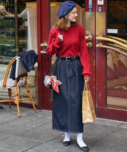 「BONLECILL」 デニムスカート M ネイビー レディース_画像2