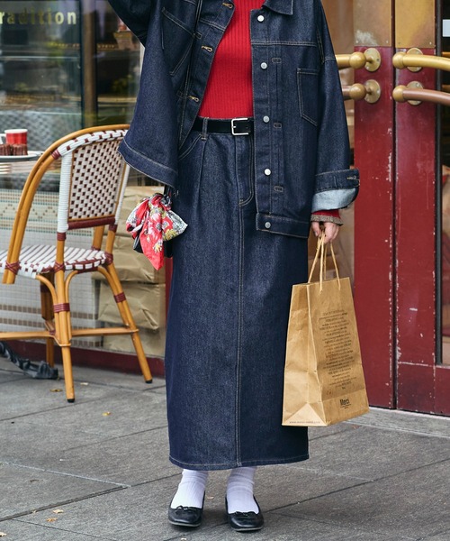 「BONLECILL」 デニムスカート M ネイビー レディース_画像4