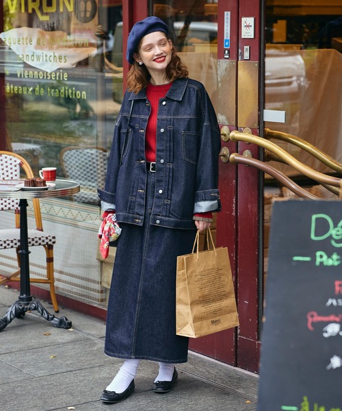 「BONLECILL」 デニムスカート M ネイビー レディース_画像5