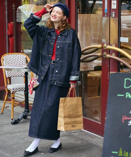 「BONLECILL」 デニムスカート M ネイビー レディース_画像7