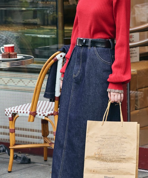 「BONLECILL」 デニムスカート M ネイビー レディース_画像8