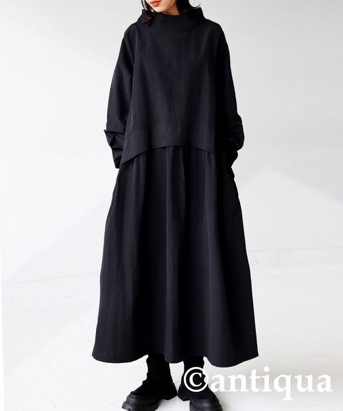 antiqua（アンティカ） 長袖ワンピース FREE ブラック レディース